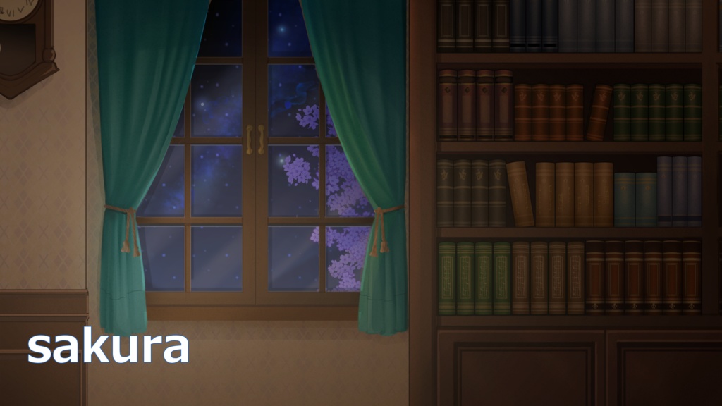 商用可)夜の書斎動画素材集:背景4種・振り子時計・湯気の出るコップ/めくれる本の動画素材