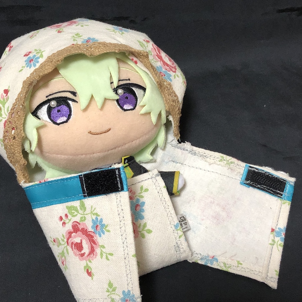 花柄おくるみ|ぬいぐるみ 服|16-17cm用|着ぐるみ|ハンドメイド|ぬいぐるみ保護|おでかけ|ぬいさんぽ