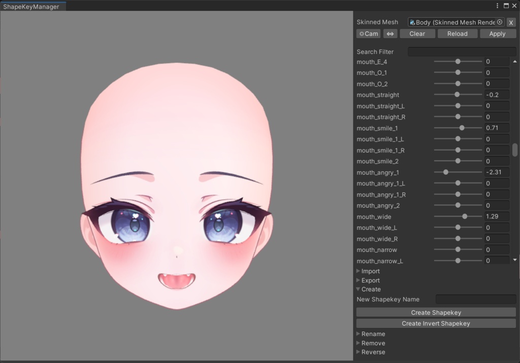 ShapeKey Manager for Unity