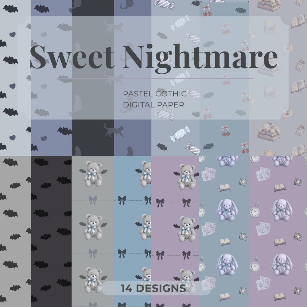 Sweet Nightmare　パステルゴシック　デジタルペーパー14種