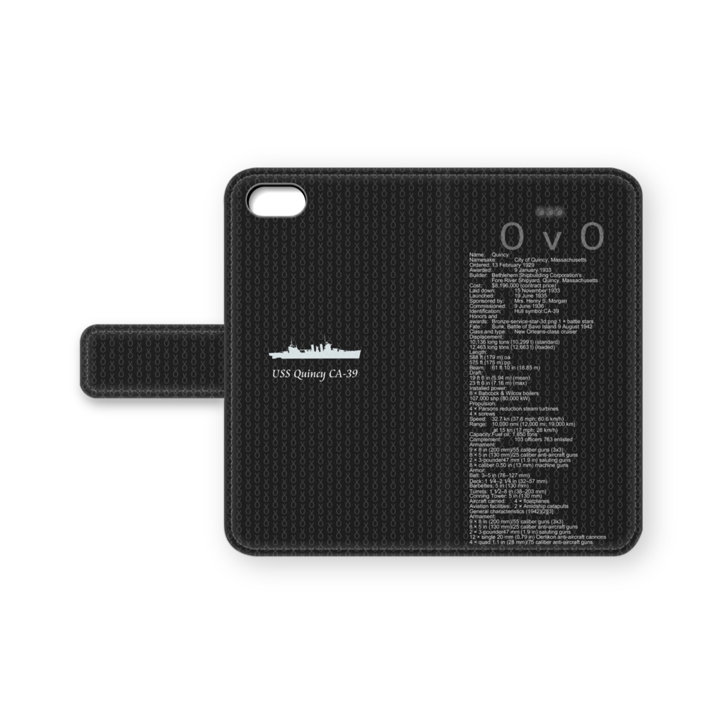 [戦艦少女R]クインシー 手帳型iPhoneケース ブラック