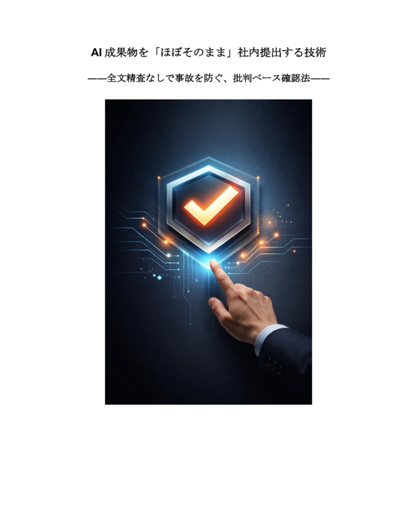 AI成果物を「ほぼそのまま」社内提出する技術 ――全文精査なしで事故を防ぐ、批判ベース確認法――