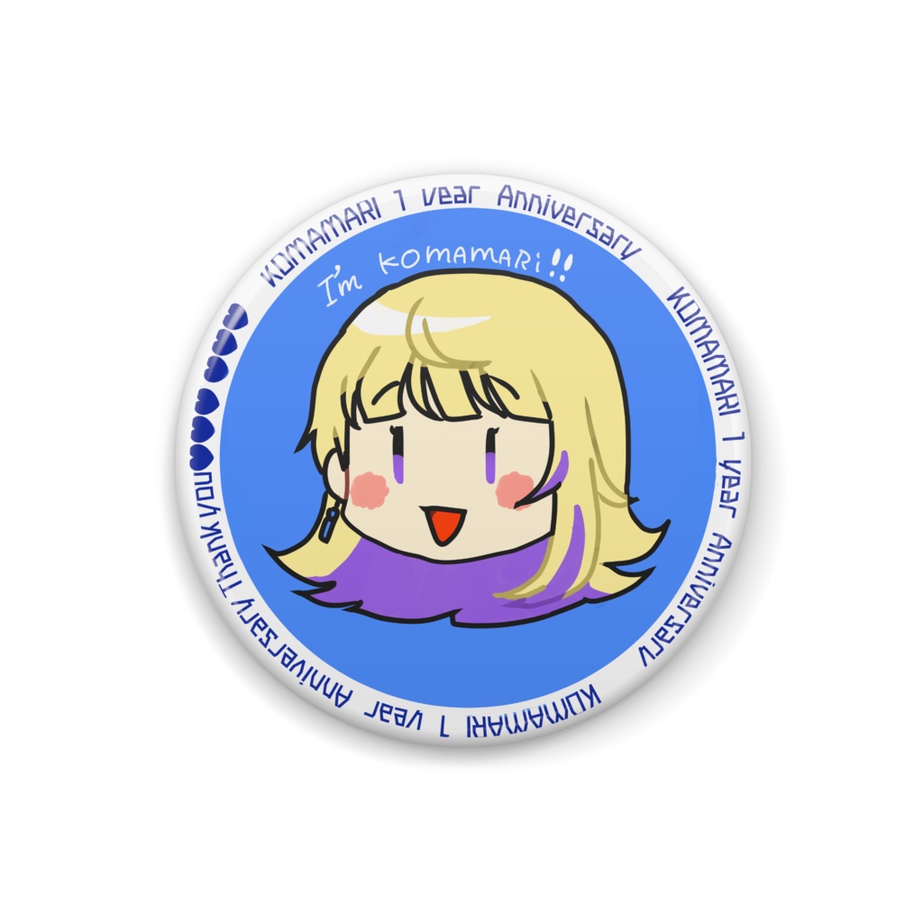 1year　こままり缶バッチ