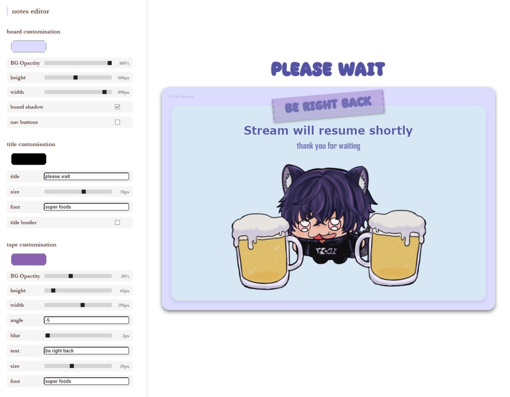 CUSTOMISABLE stream notes | BRB notes rotator | Twitch, Streamlabs, OBS | Streaming assets
