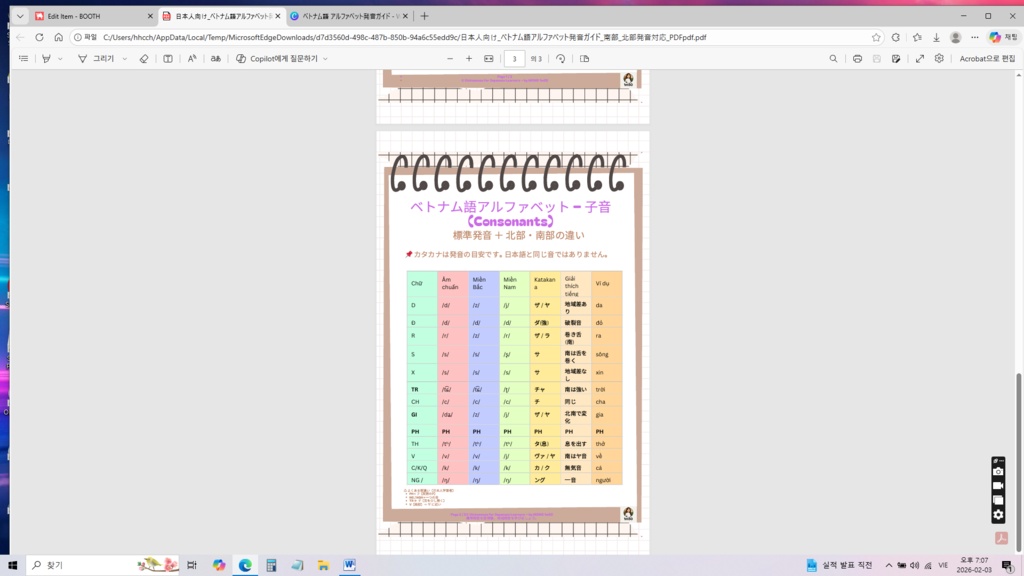 日本人向け|ベトナム語アルファベット発音ガイド(南部・北部発音対応)PDF