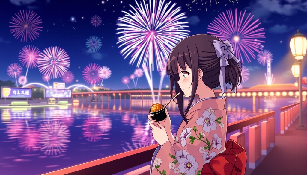 hotaruart_夏祭りイラスト素材集 vol.1|浴衣の少女たちと夜祭り風景(10枚セット)