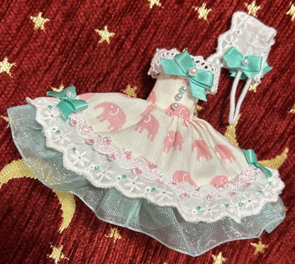 オビツ11服　象さん柄ドレス