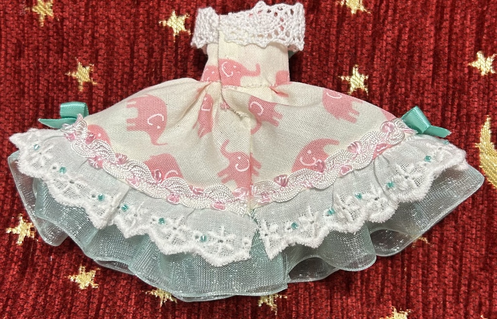 オビツ11服　象さん柄ドレス