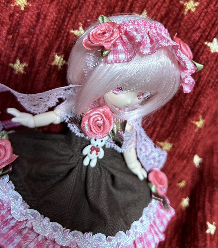 オビツ11服　ギンガムチョコレートドレス