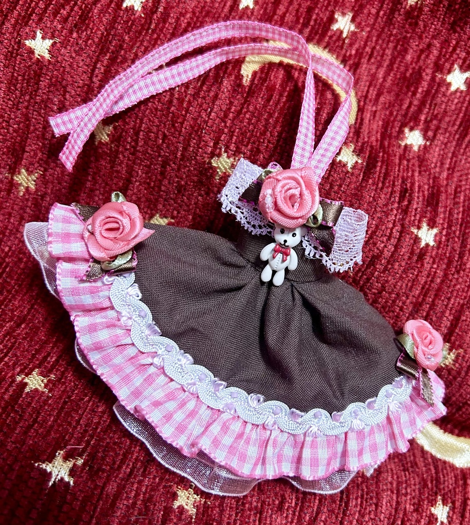 オビツ11服　ギンガムチョコレートドレス