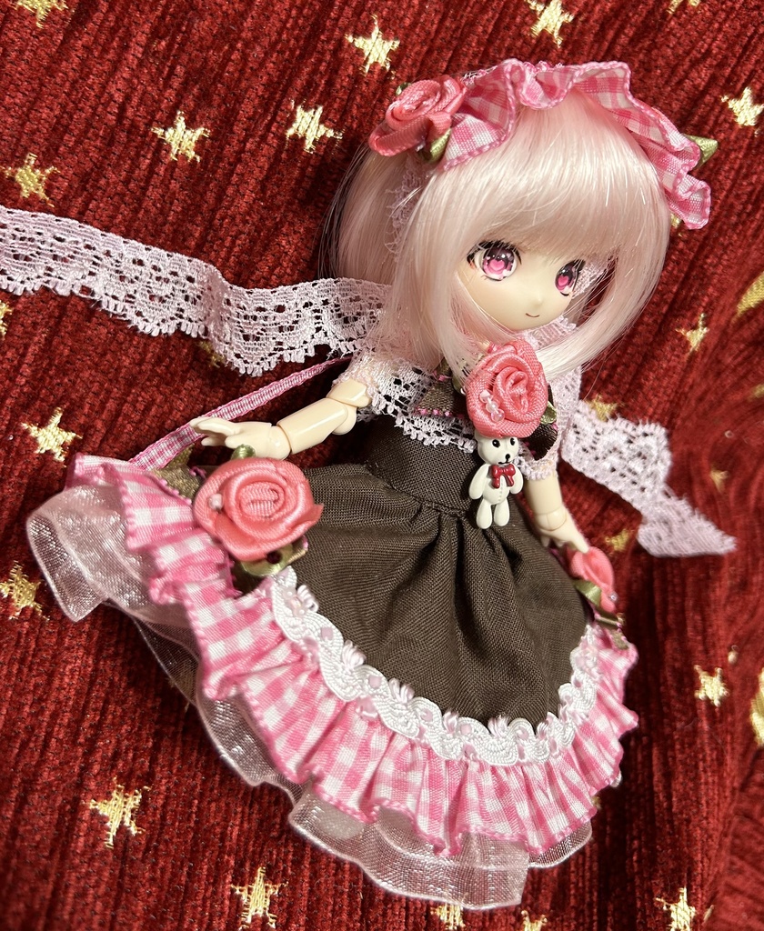 オビツ11服　ギンガムチョコレートドレス