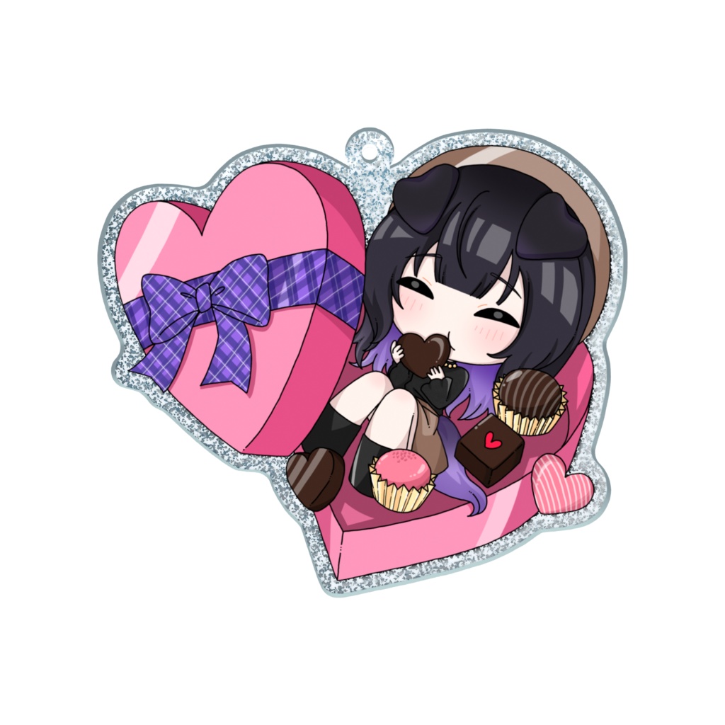 【2周年】ラメアクリルキーホルダー(バレンタインわをん)