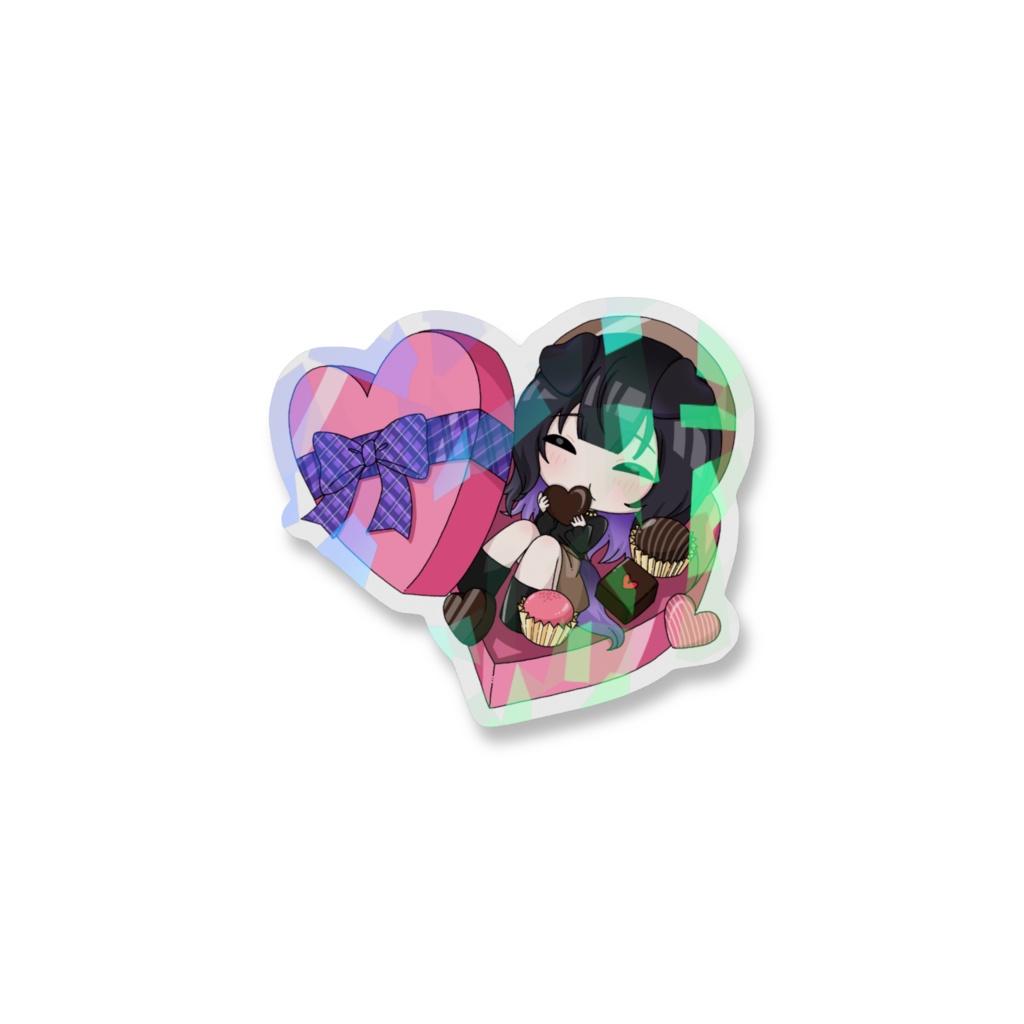 【2周年】ホログラムスマホステッカー(バレンタインわをん) -単品