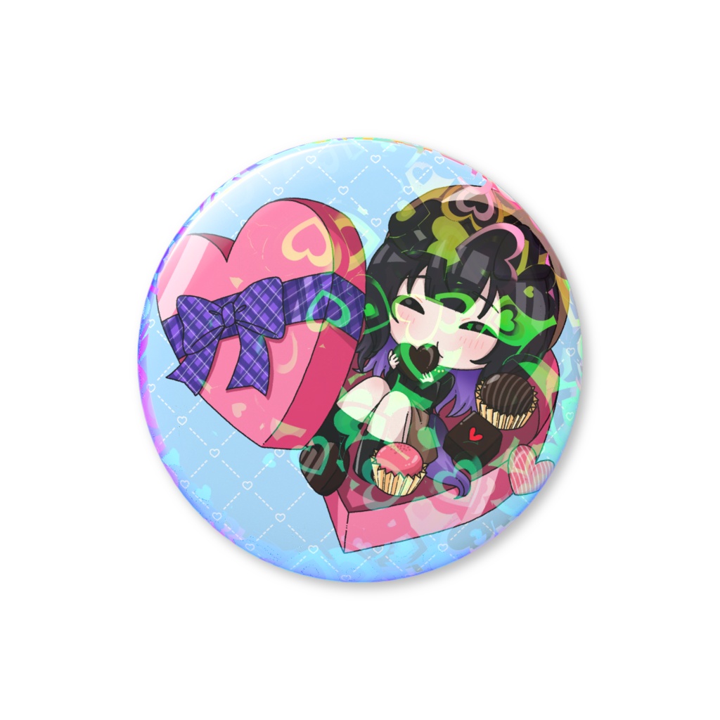 【2周年】ホログラム缶バッジ(グリッター) (バレンタインわをん)