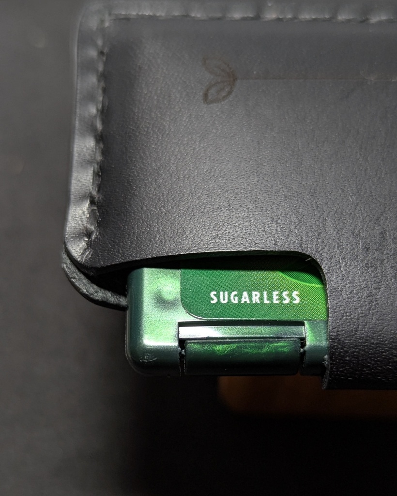 レザーミンティアケース 『ふたば』 ブラック革 ブラック糸