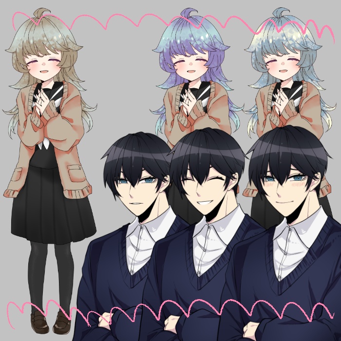 【立ち絵】男子学生と女学生のセット