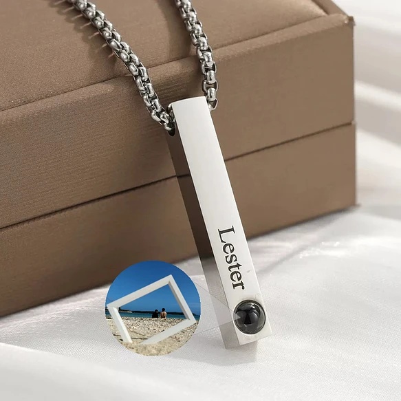 【オーダーメイド】世界に1つだけの直方体ネックレス 写真の埋込可能 文字の彫刻可能 プレゼント用 記念日