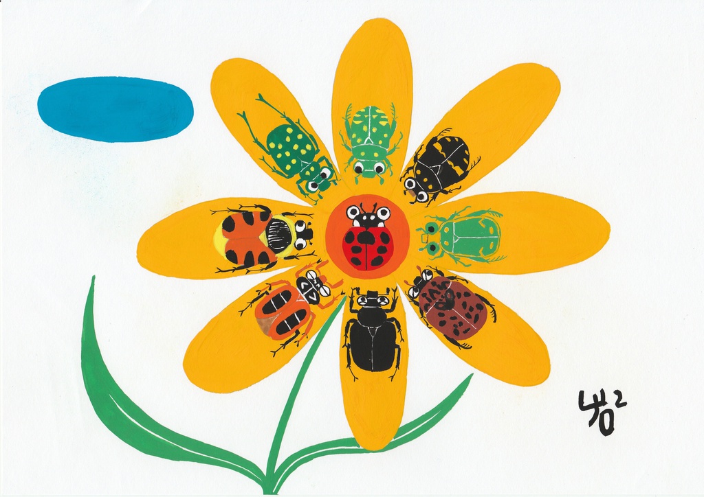 ハナムグリたちとテントウムシのトートバッグ