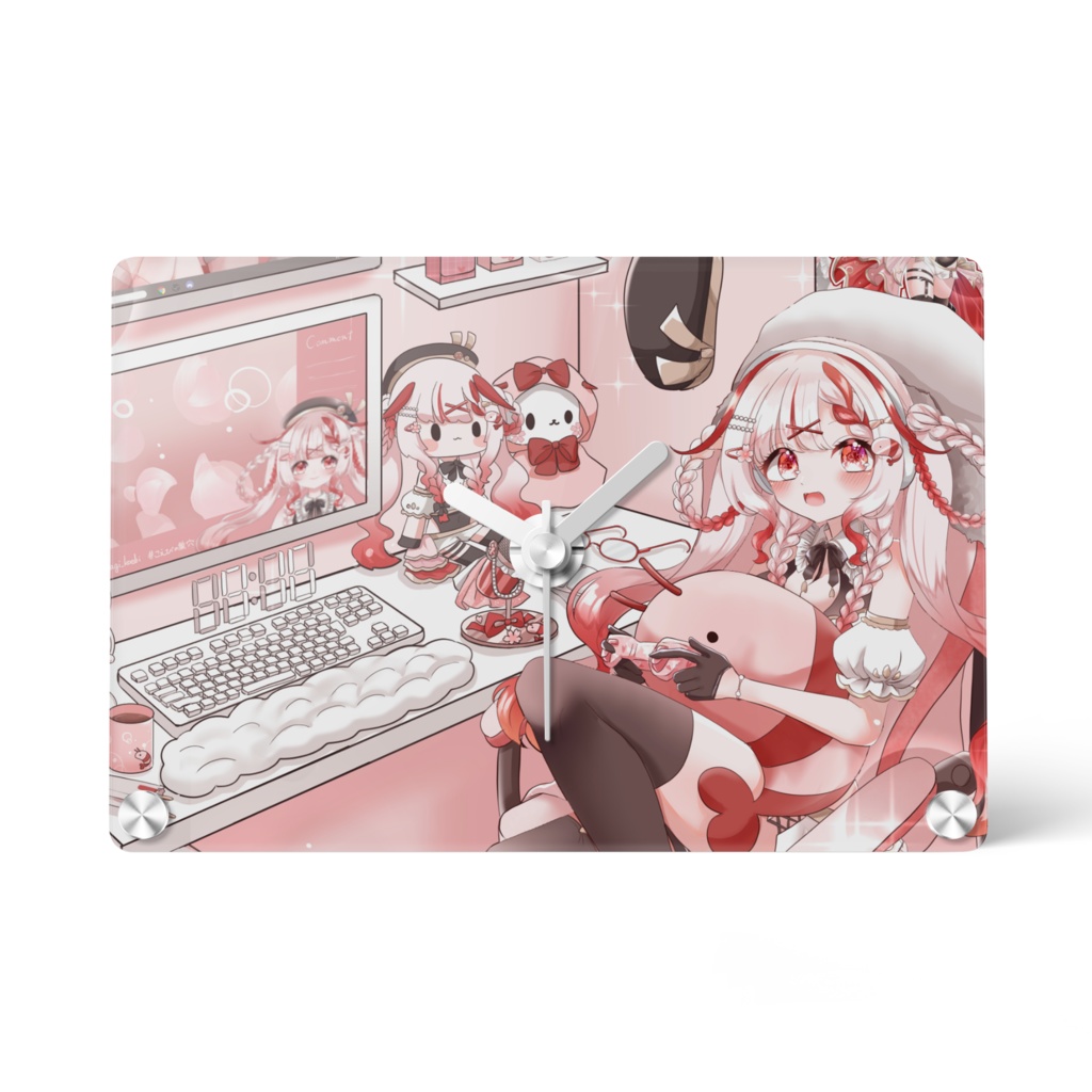 🌸2周年記念Vtuberデビューグッズ🦐【キービジュアルアクリル時計】