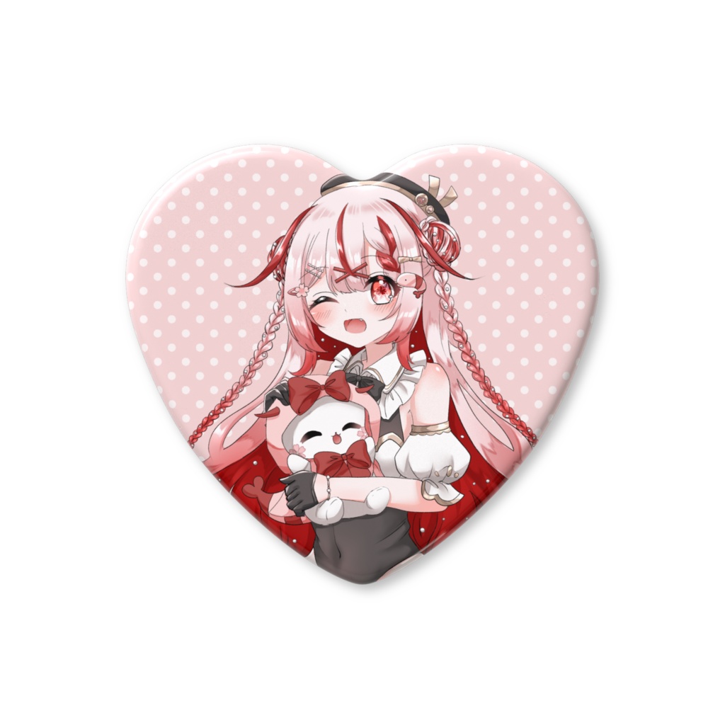 🌸3周年記念グッズ🦐えびりんと一緒ハート缶バッジ（ウインク）