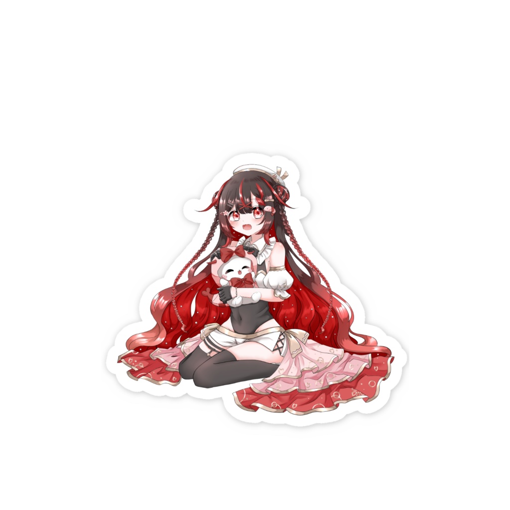 🌸3周年記念グッズ🦐えびりんと一緒スマホステッカー(黒髪)