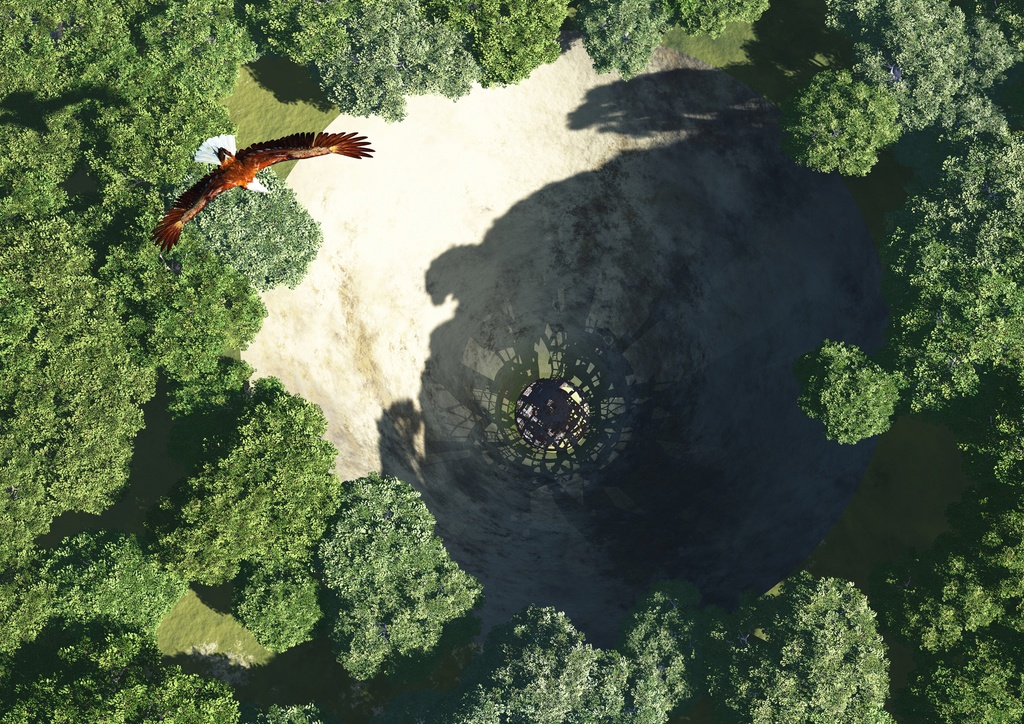 《望林堂幻想画廊》地中の発光球