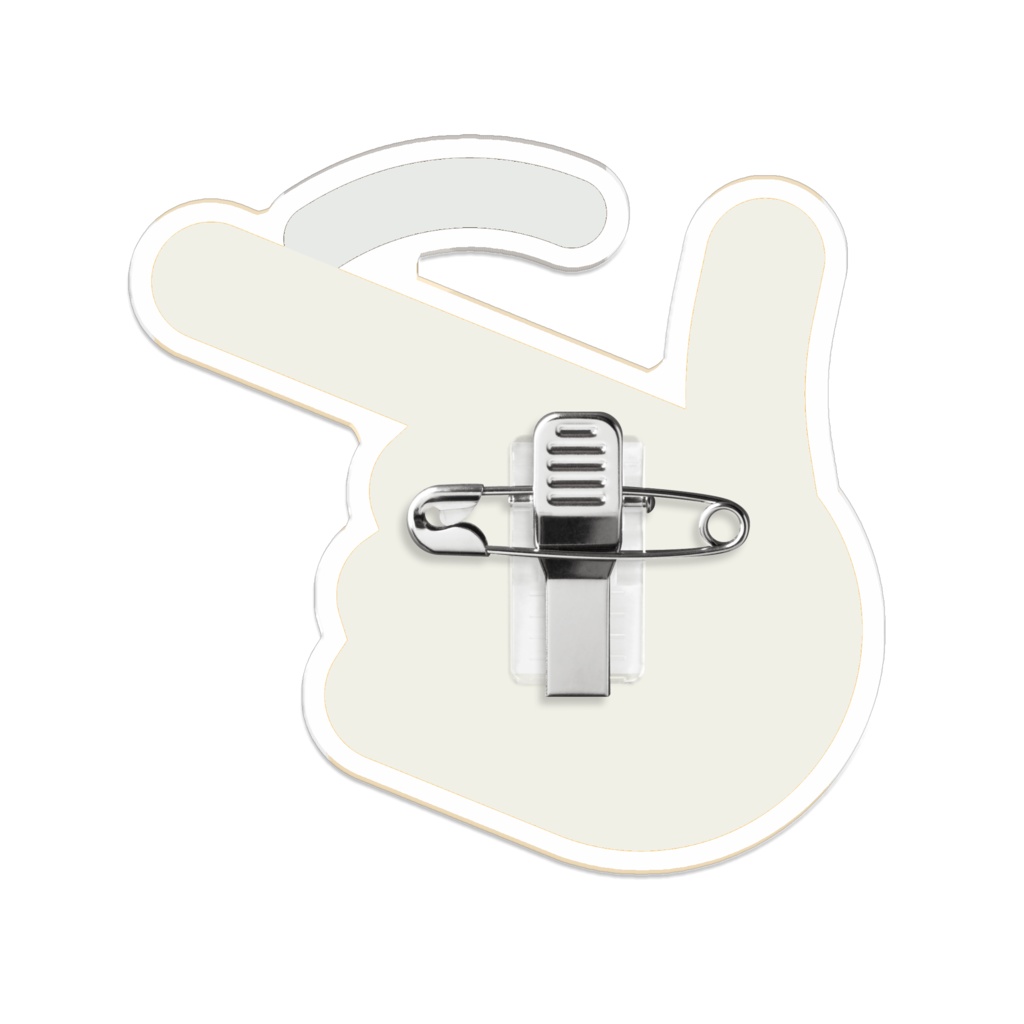 考えるしぐさをする人の口元バッチ