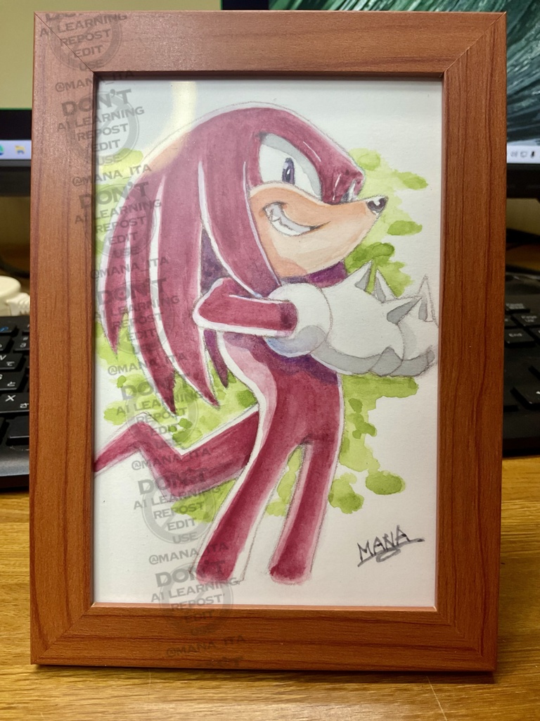 水彩原画　ナックルズ  Original fan art picture by watercolor  Knuckles 