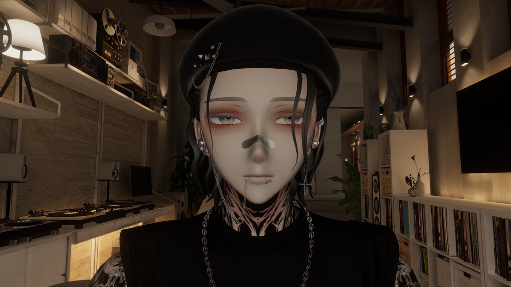 【VRC想定】鼻バンド&口ピアス3点【複数対応】