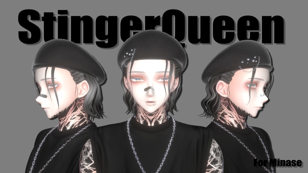 【VRC想定】鼻バンド&口ピアス3点【複数対応】