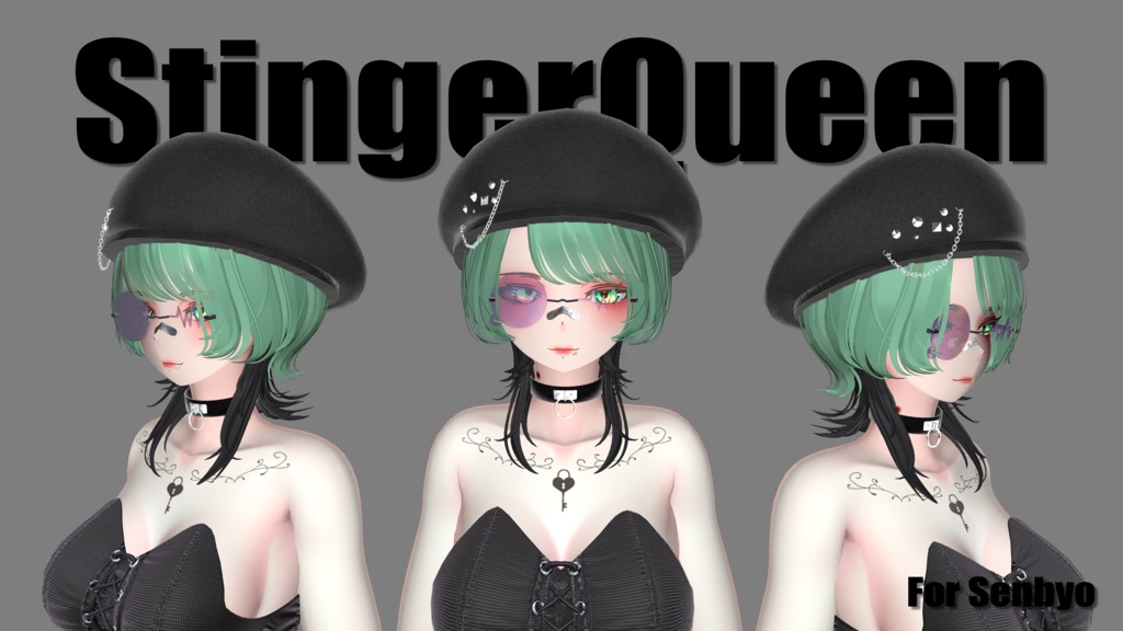 【VRC想定】鼻バンド&口ピアス3点【複数対応】