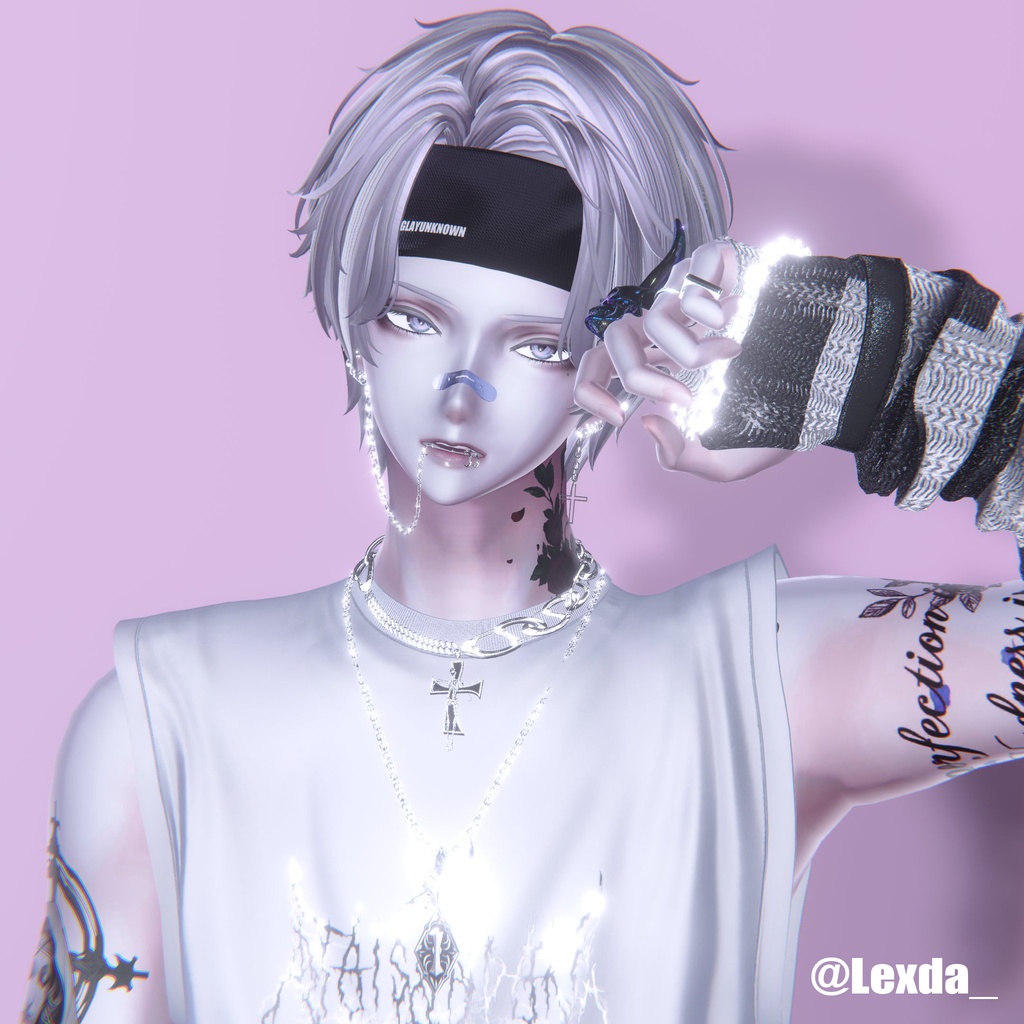 【VRC想定】鼻バンド&口ピアス3点【複数対応】