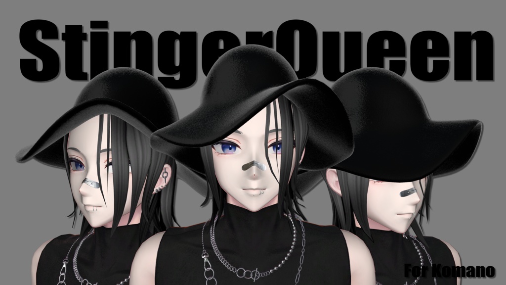 【VRC想定】鼻バンド&口ピアス3点【複数対応】