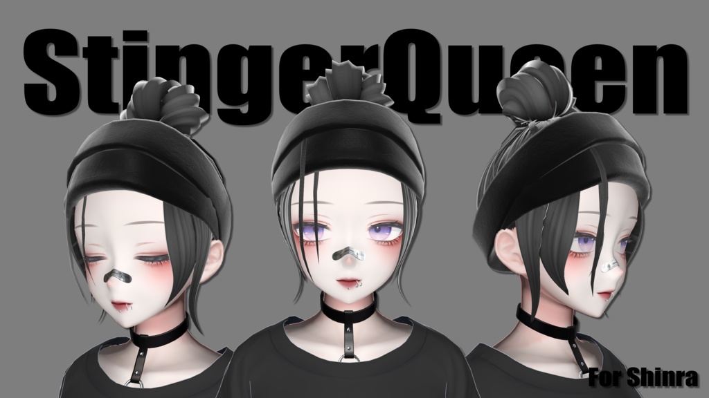 【VRC想定】鼻バンド&口ピアス3点【複数対応】