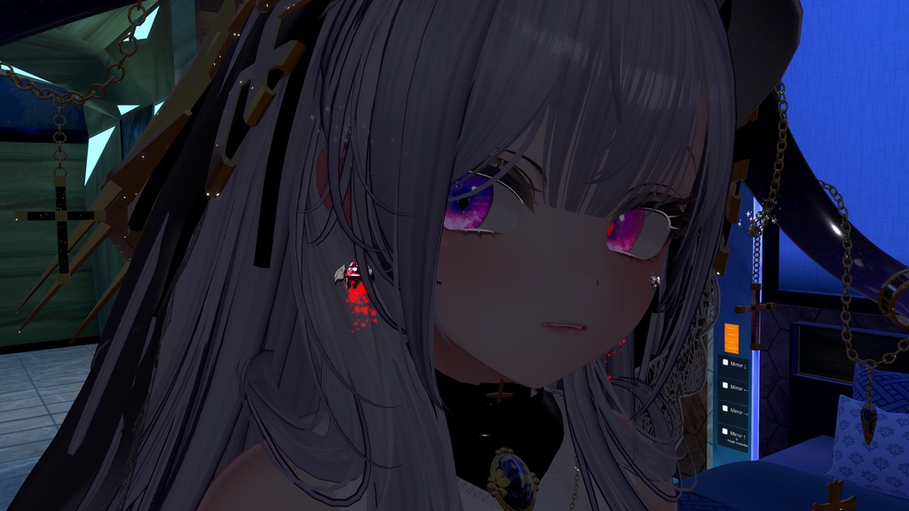 【VRC想定】蝙蝠お化けのへそピ&ピアスセット【複数対応プレハブ付】