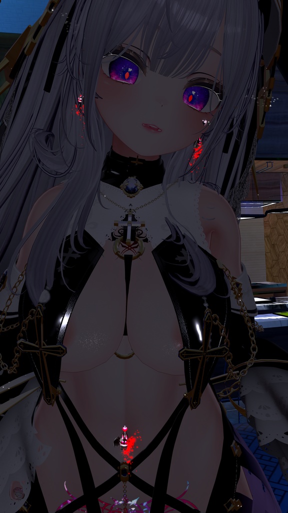 【VRC想定】蝙蝠お化けのへそピ&ピアスセット【複数対応プレハブ付】