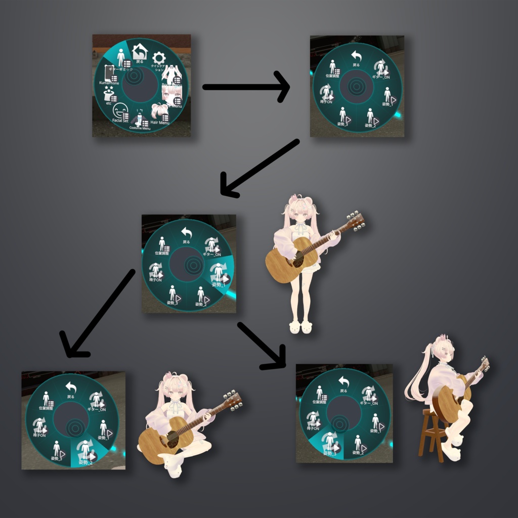 【全アバター対応】ポン入れ弾き語りギミック【簡単導入】