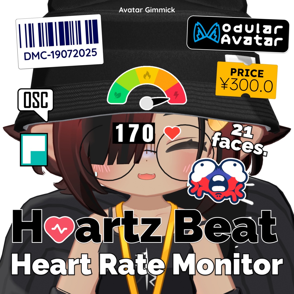 【VRC ギミック】 Heart Rate Monitor — Heartz Beat 🫀📊 #Pulsoid #VRCOSC