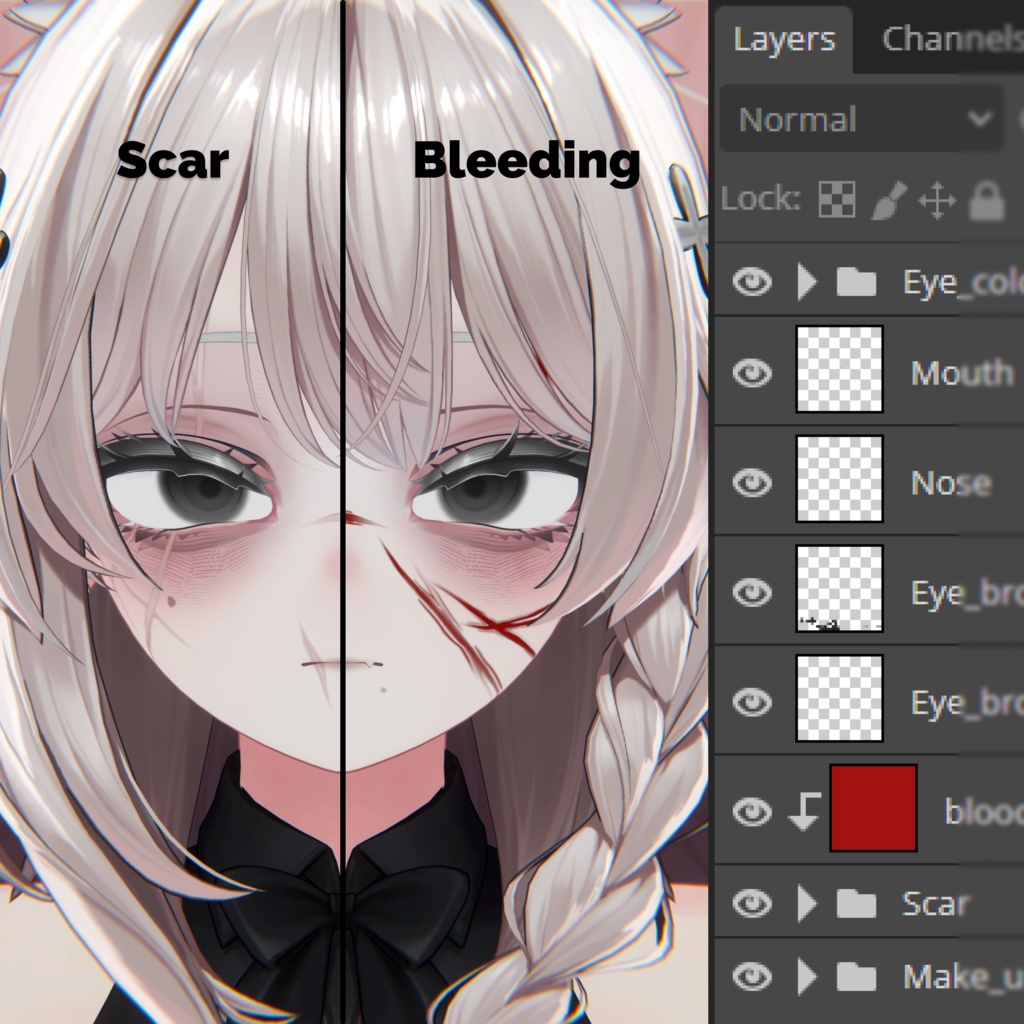 【7+ アバター対応】 Noir Scar Makeup 🖤💄🩸 (Ichigo Added!)