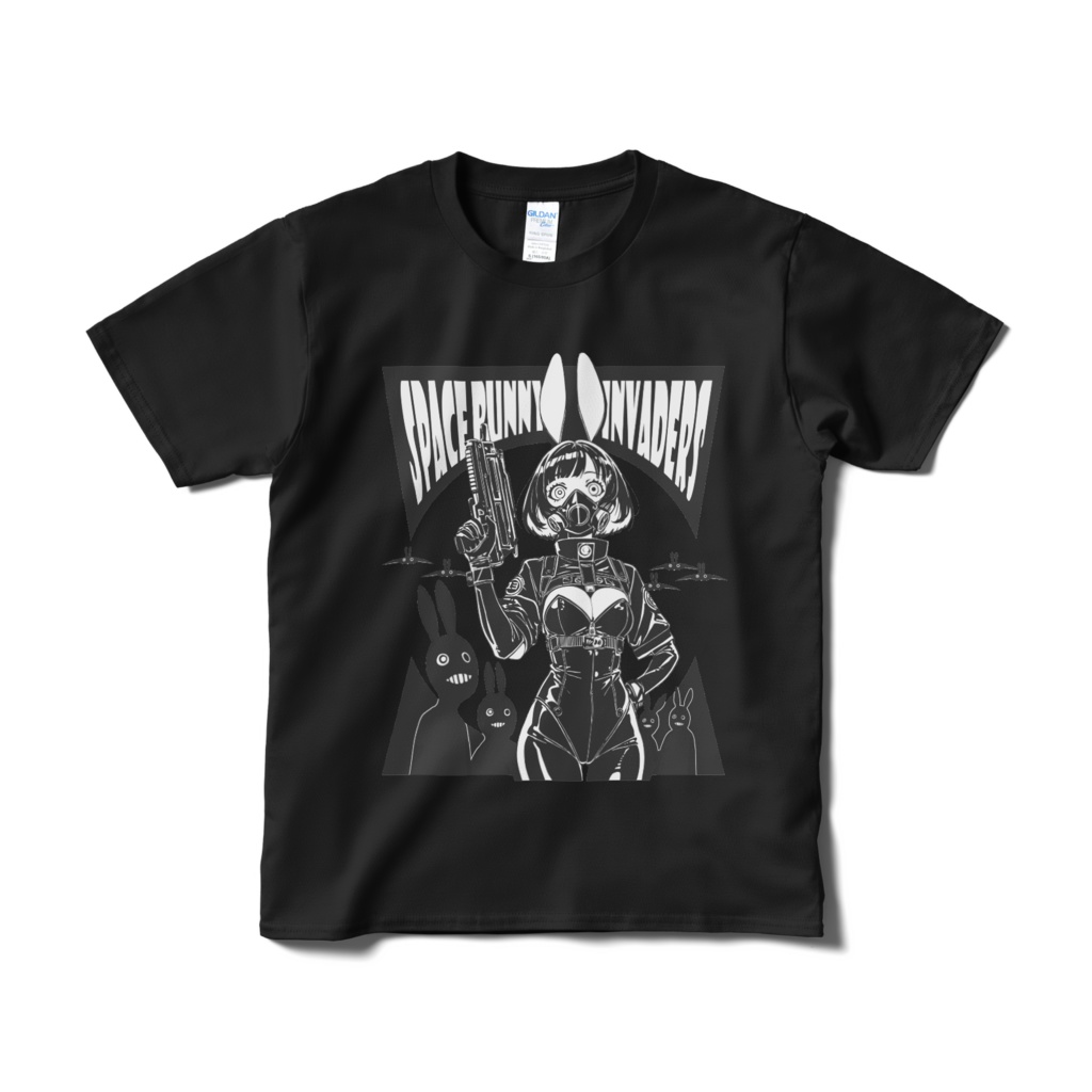 黒地用:【癖盛りGIRLS】SPACE BUNNY INVADERS - Tシャツ(短納期)