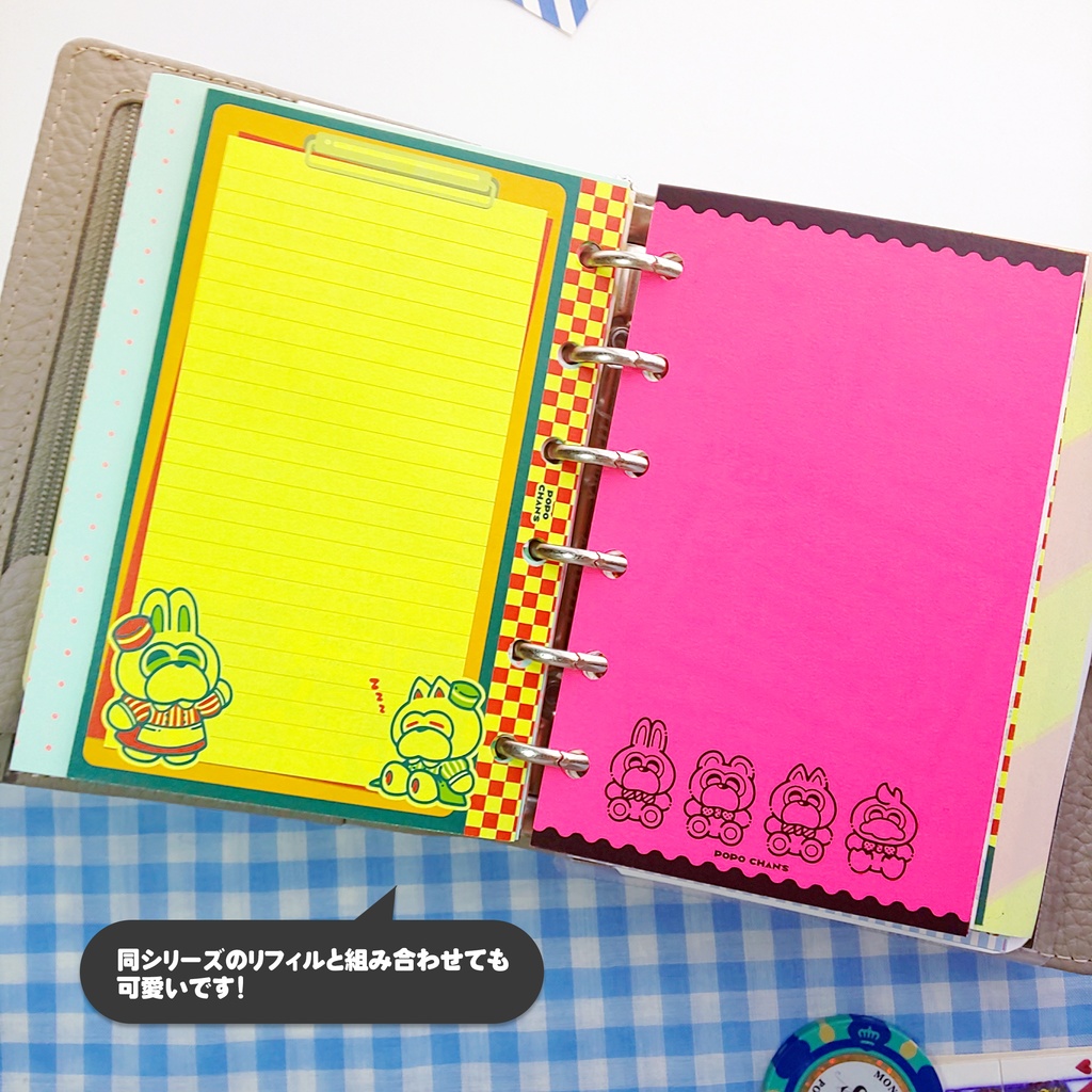 【ミニ6手帳リフィル】フリーページ/メモリフィル/ビビットピンク柄〈POPO CHAN'S〉
