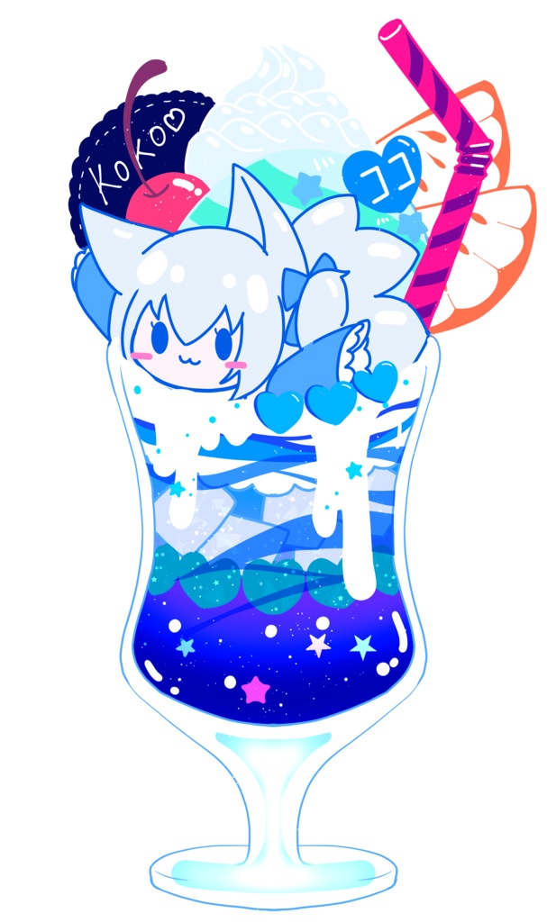 狐狐音の爽やかソーダドリンクキーホルダー💙