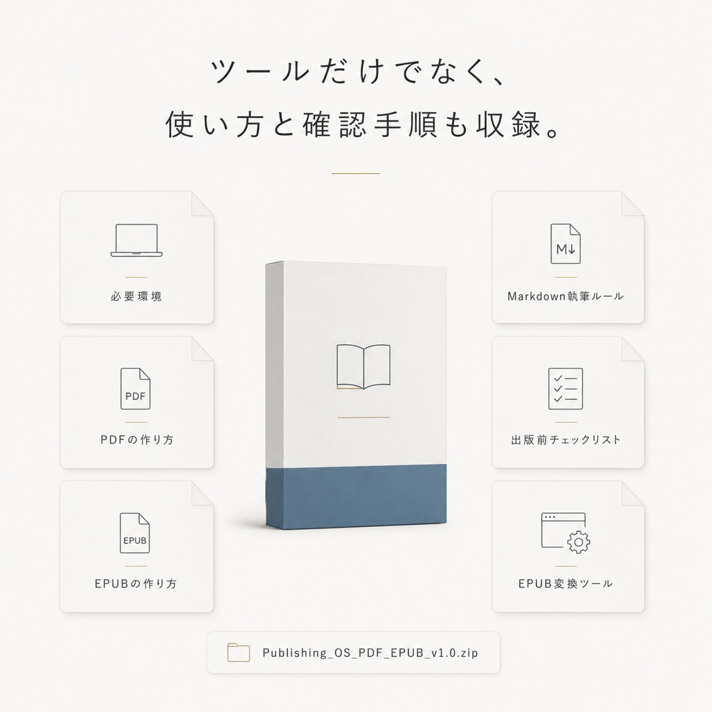 Publishing OS PDF / EPUB版|Markdown原稿をPDF・Kindle用EPUBへ変換するWindows向けセット