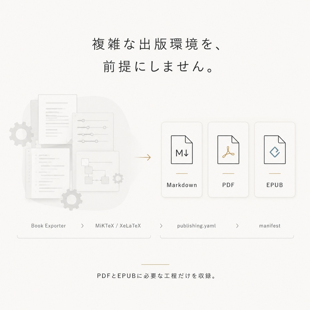 Publishing OS PDF / EPUB版|Markdown原稿をPDF・Kindle用EPUBへ変換するWindows向けセット