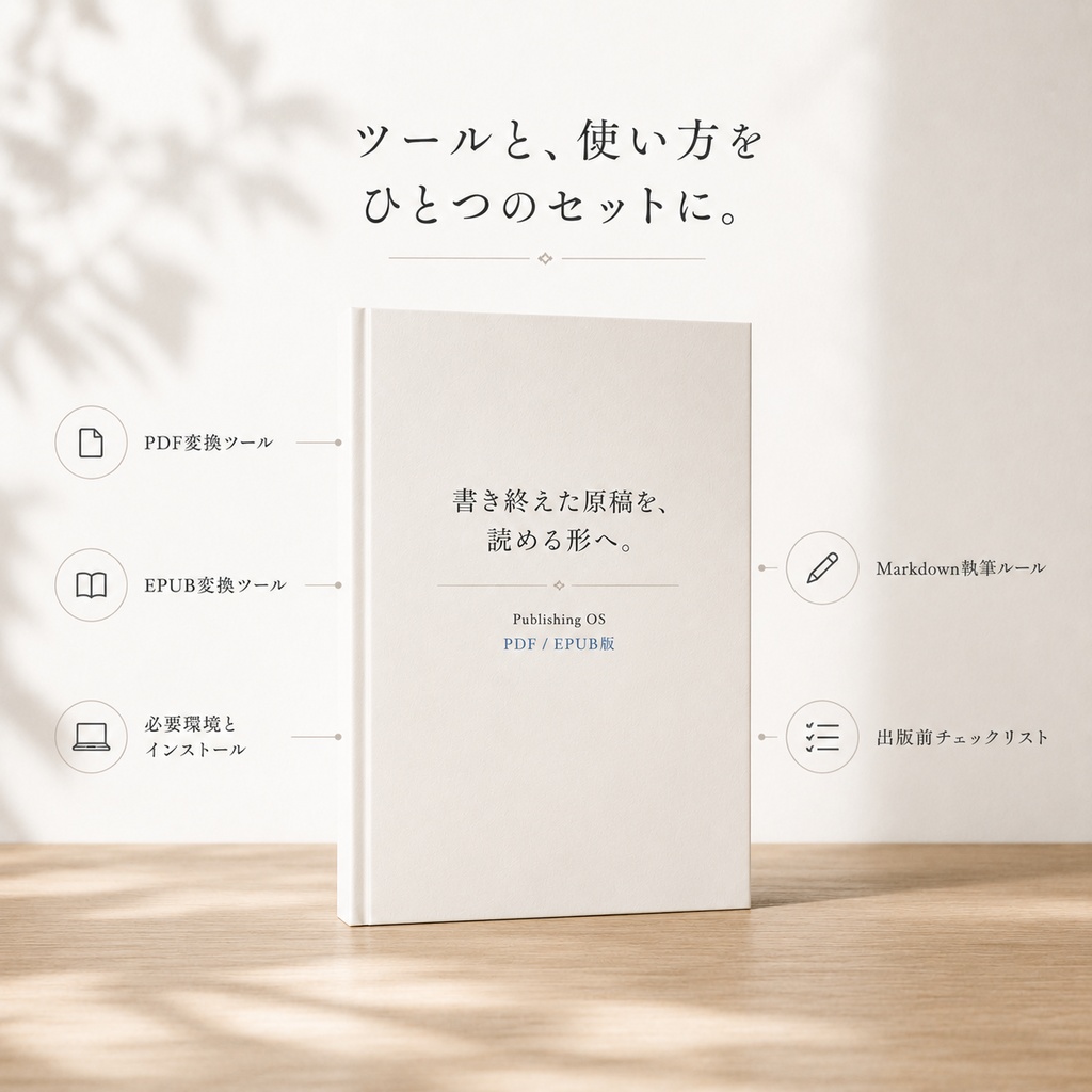 Publishing OS PDF / EPUB版|Markdown原稿をPDF・Kindle用EPUBへ変換するWindows向けセット