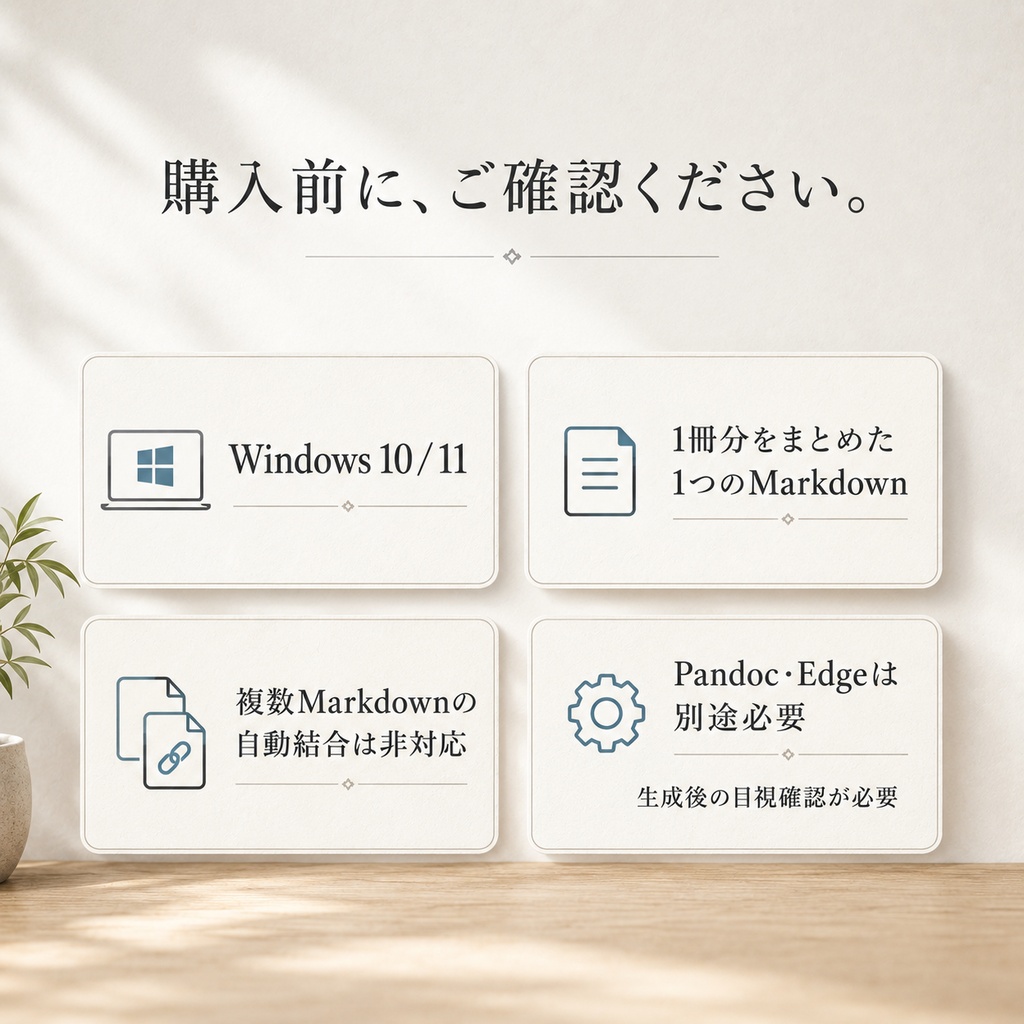 Publishing OS PDF / EPUB版|Markdown原稿をPDF・Kindle用EPUBへ変換するWindows向けセット