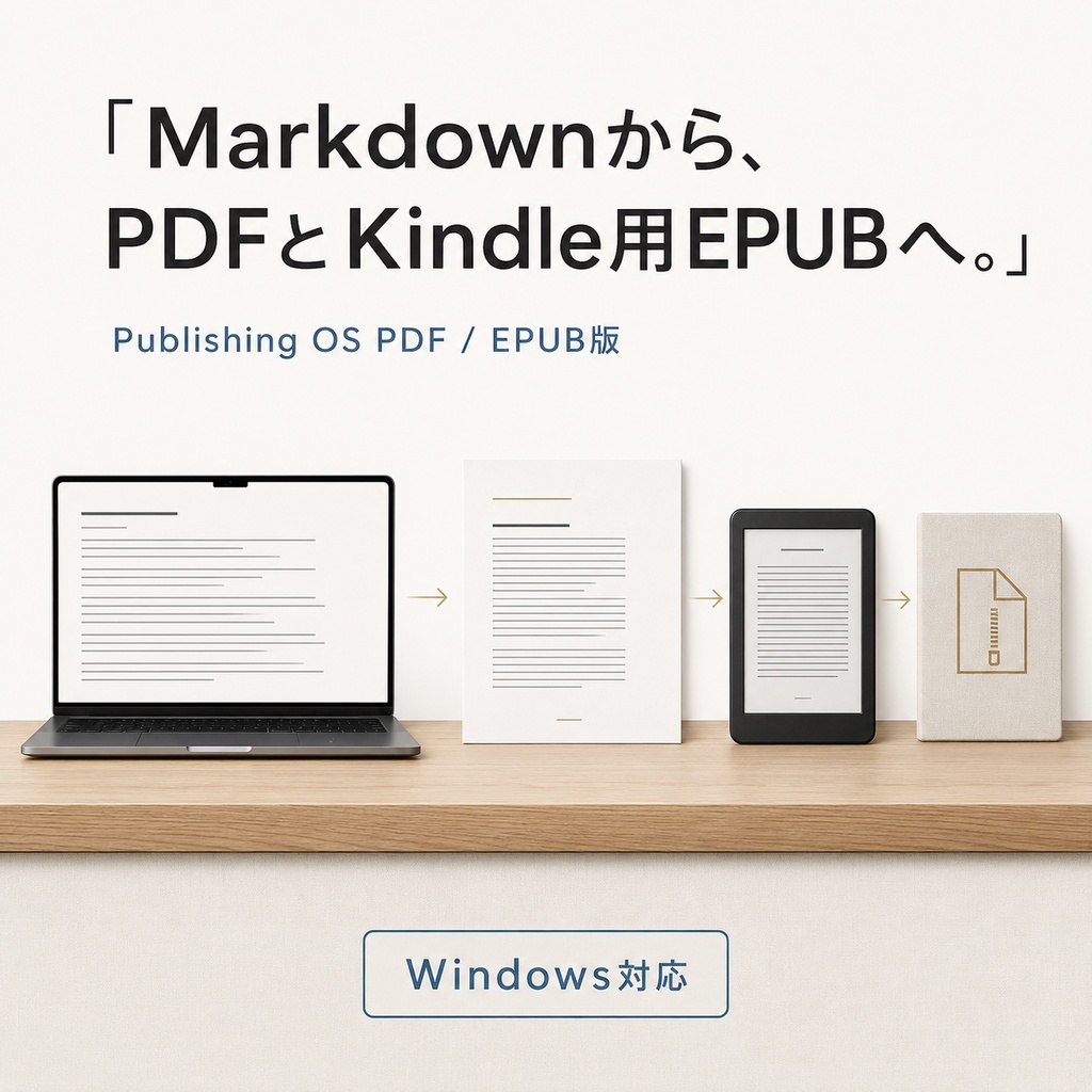 Publishing OS PDF / EPUB版|Markdown原稿をPDF・Kindle用EPUBへ変換するWindows向けセット