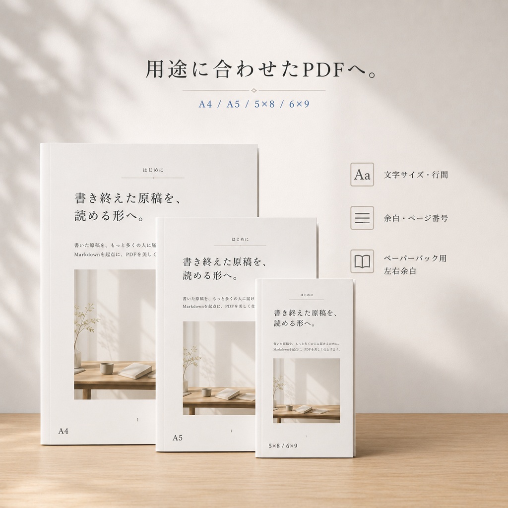 Publishing OS PDF / EPUB版|Markdown原稿をPDF・Kindle用EPUBへ変換するWindows向けセット