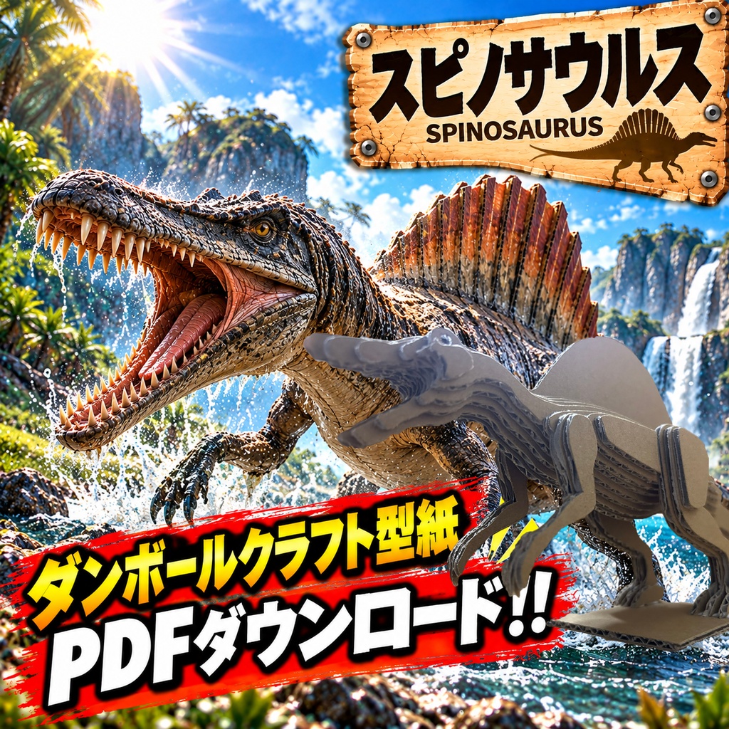 スピノサウルス ダンボールクラフト型紙