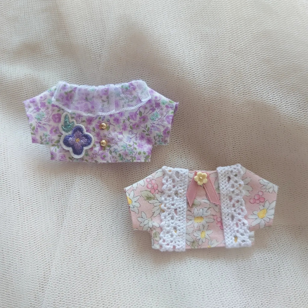 10cmぬい用シャツセット 花ピンク&パープル